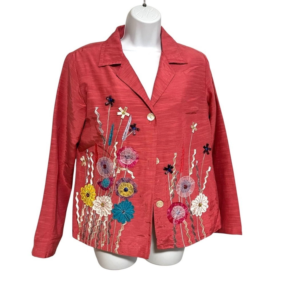 Vintage Indigo Moon Multi Color Embroidered Appliqued Floral Jacket Size Small